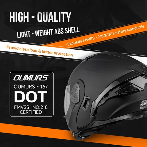 Vista 3 de OUMURS Cascos modulares de motocicleta de cara completa abatible, casco de motocicleta para bicicleta de calle, unisex, modelo 167 para adultos