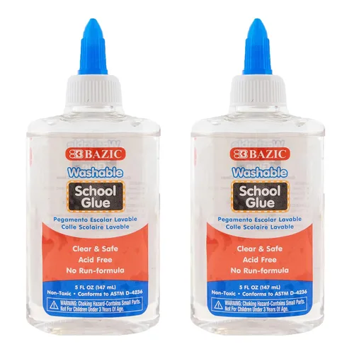 Vista 9 de BAZIC Products pegamento escolar lavable transparente de 5 oz. (147 mL), pegamento líquido transparente adhesivo, para hacer arte de baba