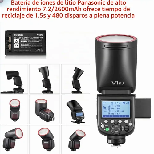 Vista 4 de Godox V1 V1-C V1C TTL - Flash de cámara de cabeza redonda para Canon Flash
