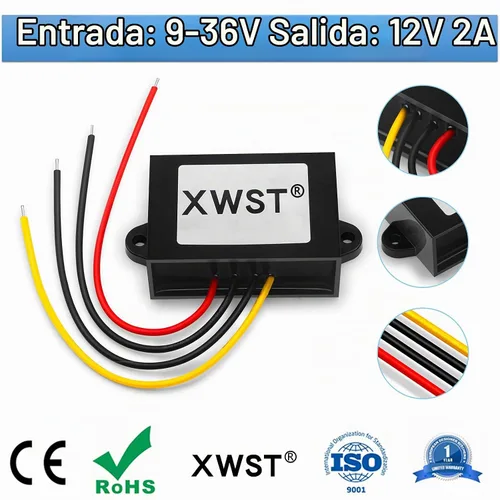 Vista 2 de Estabilizador de CC CC 9V-36V a 12V Boost Buck Convertidor 2A 24W Regulador de voltaje automático impermeable Módulo transformador de 12 V voltios