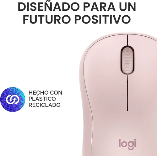 Vista 8 de Logitech M240 - Ratón inalámbrico compacto y silencioso con Bluetooth, color rosa Bluetooth connectivity, no USB receiver, quiet clicks, 3