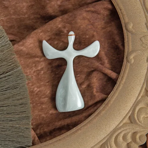 Vista 5 de Cruz de oración, diseño de mano, cómodo para adaptarse a tu mano, regalo cristiano fiel para el hogar o escritorio, meditación y exhibición, resina