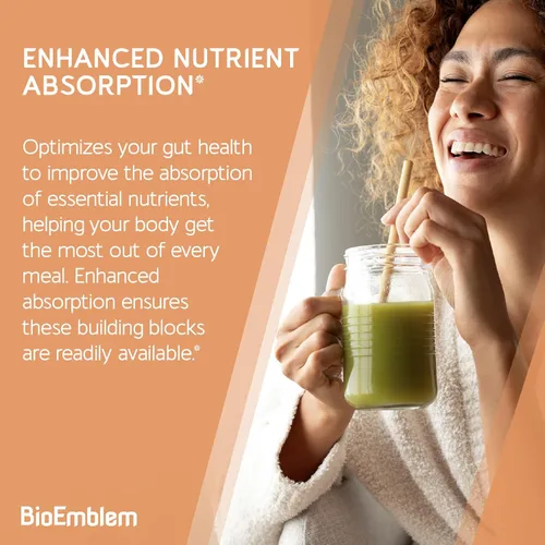 Vista 4 de BioEmblem Probióticos con prebióticos para mujeres y hombres, 55 mil millones de UFC 11 Strains with Postbiotics - Jerusalem Artichoke & Inulin