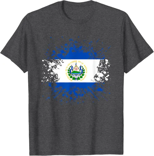 Vista 17 de Camiseta Salvador Patrimonio de la Familia Salvadoreña País Bandera de El Salvador, Negro