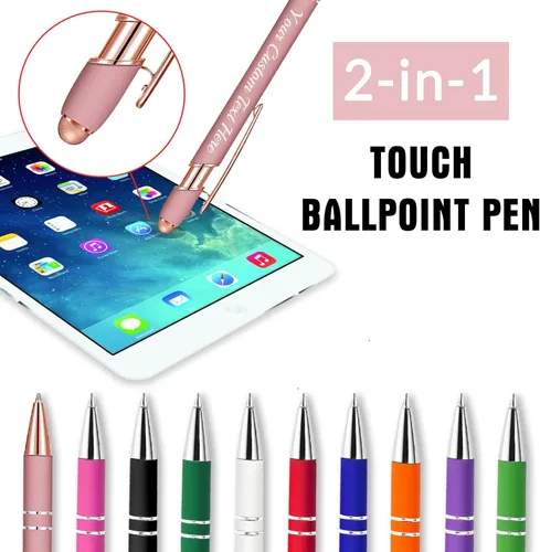 Vista 4 de Hasta 300 bolígrafos personalizados con nombre grabado gratis, lápiz capacitivo, logotipo, regalo de texto para hombres y mujeres, tinta negra