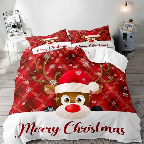 Vista 10 de LUVIVIHOME 2 piezas de funda de edredón de Navidad, juego de ropa de cama individual, ropa de cama rústica de cabaña, colcha de Navidad y Día