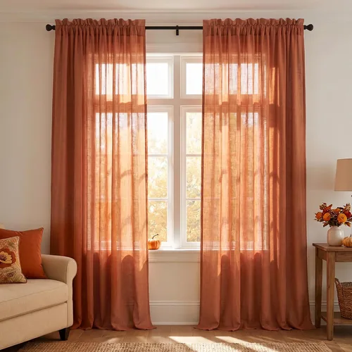Vista 91 de Mrs.Naturall - Cortinas transparentes con bolsillo para barra de 36x63 pulgadas de lino mezclado negro