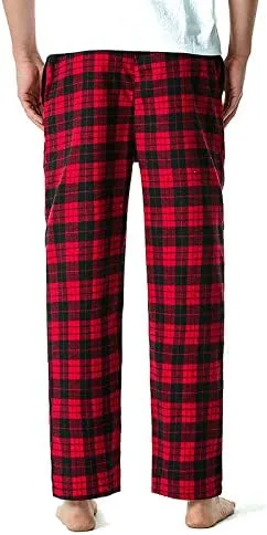 Vista 5 de Mens Buffalo Plaid Pajama Pants with Pockets, Warm Comfortable Flannel Lounge Bottoms, Lightweight Soft Sleepwear
