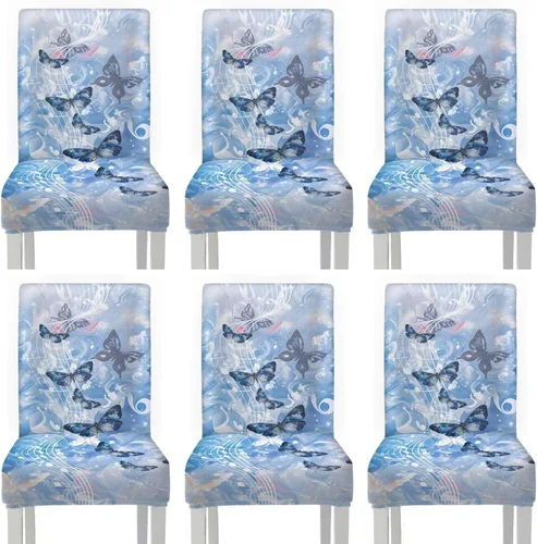 Vista 24 de Rnyleeg Juego de 1 funda para sillas de comedor con diseño de mariposa y rosa azul, elegante, suave, lavable, para cocina, hotel, ceremonia