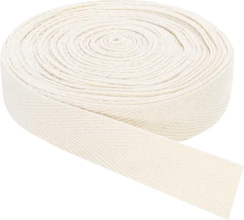 Vista 44 de uxcell Cinta de sarga, 1 cinta de tela de algodón de 11 yardas x 0.315 in, rollo de cinta de espiga para ropa, accesorios, bolsas (beige y blanco)