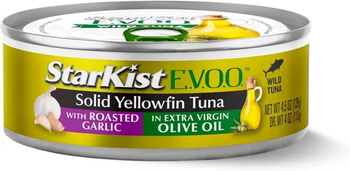 Vista 17 de StarKist E.V.O.O. Atún blanco sólido, atún blanco sólido, atún enlatado de 4.5 onzas, paquete de 12 33g of Protein Per Serving, Features Extra