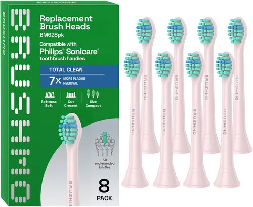 Vista 12 de Cabezales de cepillo de dientes de reemplazo Brushmo Total Clean, compatibles con los mangos de cepillo de dientes eléctricos Philips Sonicare