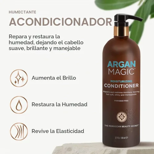 Vista 3 de Argan Magic Acondicionador hidratante: desenreda, hidrata y repara tipos de cabello seco y dañado químicamente Rico en nutrientes, sin parabenos