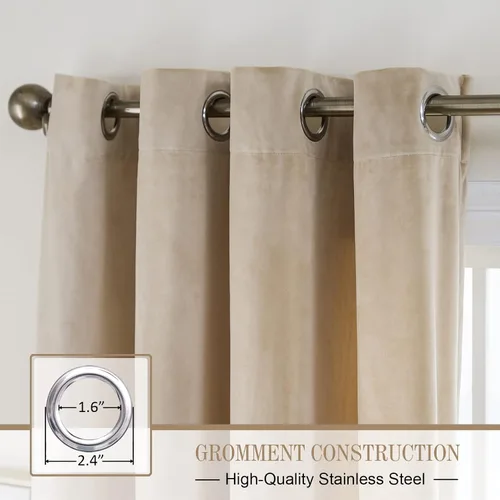 Vista 2 de Pleasant Boulevard - Cortinas de terciopelo para decoración interior de habitaciones y ventanas grandes, elegantes, estilo con ojales, 2 paneles