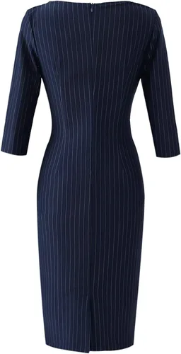 Vista 4 de VFSHOW - Vestido tipo tubo con cremallera frontal para mujer, para el trabajo, oficina, negocios, fiesta o cóctel
