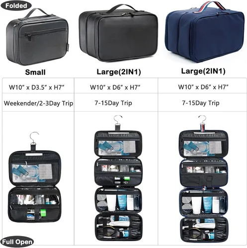 Vista 5 de Bolsa de aseo colgante para hombres y mujeres, bolsa de viaje BAGSPRITE para artículos de tocador, bolsa de afeitar resistente al agua para hombres