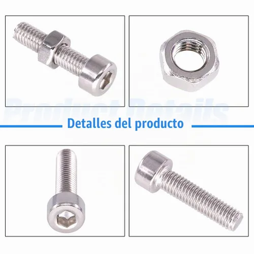 Vista 4 de Glarks Kit de surtido de 510 tornillos de acero inoxidable 304 M3 M4 M5 con cabeza hexagonal y tuercas