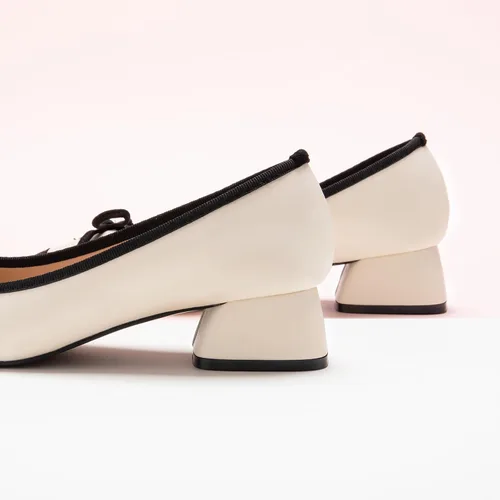 Vista 3 de C.Paravano Zapatos de tacón bajo con punta cuadrada para mujer Tacones gruesos con punta cerrada Zapatos de tacón bajo de cuero Zapatos de vestir