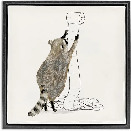 Vista 15 de Papel higiénico de mapache Humor, 12 x 12 pulgadas enmarcado Giclée Print Blanco costero (Texturado)