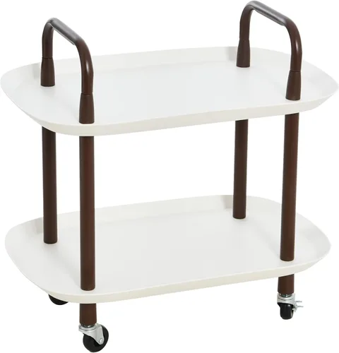Vista 10 de Main + Mesa Carrito moderno de plástico y metal de 2 niveles, negro y verde oscuro