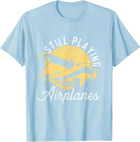 Vista 79 de Still Playing With Airplanes - Camiseta de control remoto RC Avión Piloto, Negro
