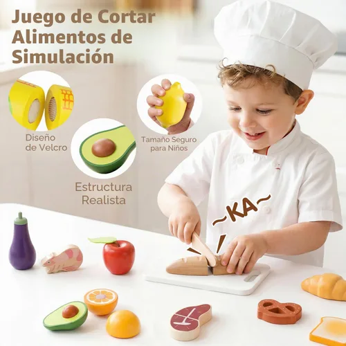 Vista 2 de Lehoo Castle Juego de comida de madera para niños pequeños, accesorios