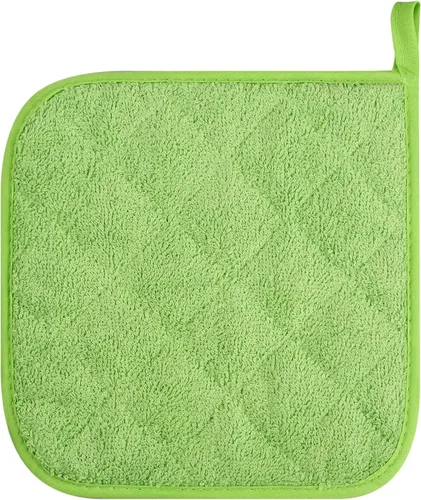 Vista 3 de juego de 5 portavasos de cocina de 100% algodón, resistente al calor, para uso diario, para cocinar y hornear, color verde manzana