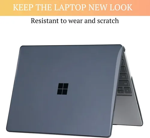 Vista 4 de CISSOOK Crystal Black - Funda para laptop Microsoft Surface de 12.4 pulgadas, carcasa rígida de plástico negra con cubierta de teclado para laptop