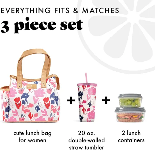 Vista 2 de Fit & Fresh Bolsa de almuerzo para mujeres, bolsa de almuerzo aislada para mujeres para el trabajo, a prueba de fugas y resistente a las manchas