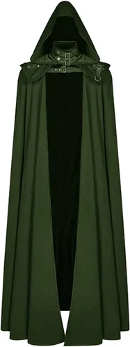 Vista 4 de Capa gótica steampunk para hombre con capucha, sin mangas, abrigo de Halloween, abrigo de mago diablo, vintage, medieval, oscuro, uniforme de moda