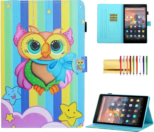 Vista 16 de Funda tipo cartera para tableta Amazon Fire HD 10 (5ª generación/7ª generación/9ª generación), soporte plegable delgado