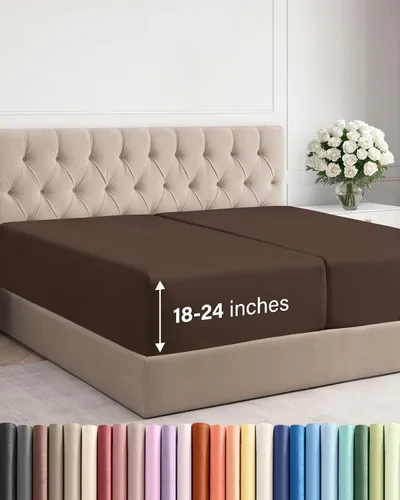 Vista 104 de Sábana bajera ajustable extra profunda Twin XL – Sábana bajera individual de lujo de hotel solamente – Se adapta fácilmente a colchones de 18 a 24