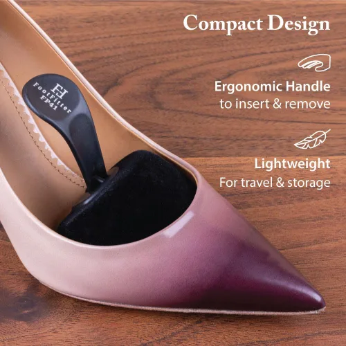 Vista 3 de FootFitter Árbol de zapatos de espuma con mango para tacones altos para mujer, zapatos de tacón alto de viaje con punta puntiaguda (uno o tres pares)