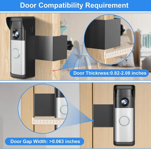 Vista 4 de Soporte antirrobo para timbre compatible con Ring 2026 Battery Doorbell/Plus/Pro, sin taladro, soporte inalámbrico para cámara de video con cubierta