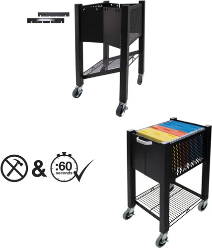 Vista 2 de Products InstaCart Sidekick - Carro de archivos, 15.5 x 13.75 x 26.25 pulgadas, negro (VF53002)