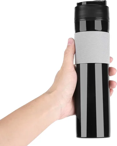 Vista 7 de Botella de prensa de café, taza portátil de 11.8 fl oz para té y café, botella de café, taza de viaje, taza de agua, taza de café, taza de agua Negro