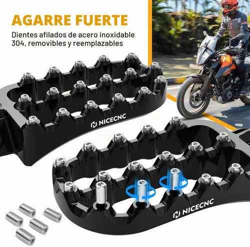 Vista 6 de NICECNC Estriberas planas horizontales negras de ángulo ancho estilo rally compatibles con KTM 390 Adventure 2020 2021 2022 2023, aluminio 6061