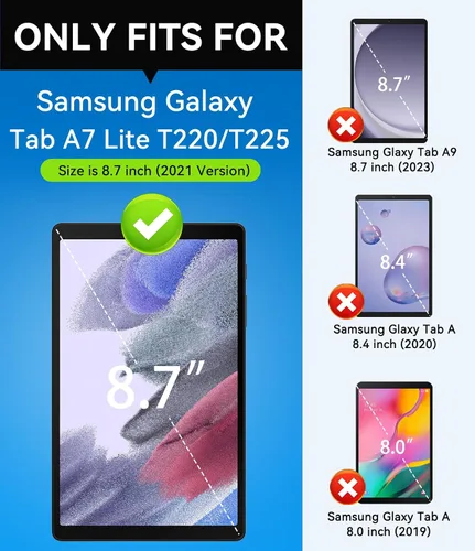 Vista 2 de Azzsy Funda para Samsung Galaxy Tab A7 Lite de 8.7 pulgadas 2021 (SM-T220/T225), funda protectora delgada y resistente a prueba de golpes de alto