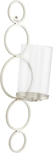 Vista 4 de CosmoLiving by Cosmopolitan Aplique de pared de metal con vela individual, 7 "x 7" x 25 ", plateado