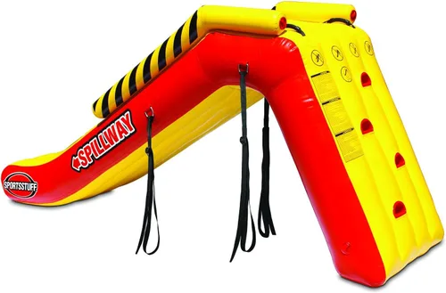 Vista 3 de SportsStuff - Diapositiva para muelle de spillway - Tobogán inflable para pontón, amarillo y rojo, grande
