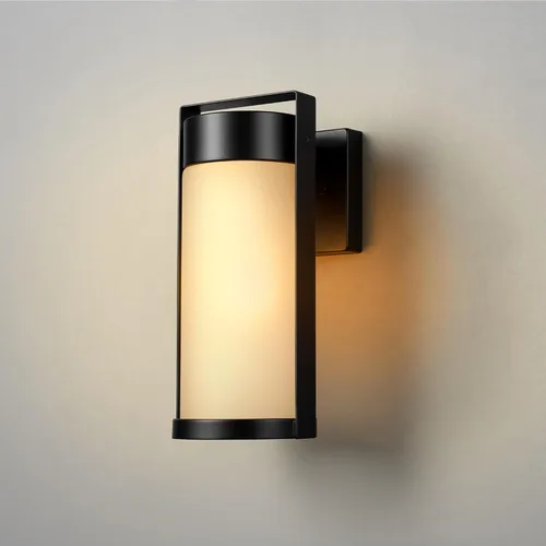 Vista 6 de Globe Electric 60000165 candelabro de pared para exteriores con 1 luz, color negro mate, con pantalla de vidrio esmerilado