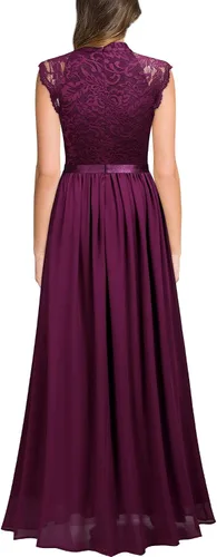 Vista 2 de Miusol Vestido largo formal sin mangas con encaje floral para dama de honor