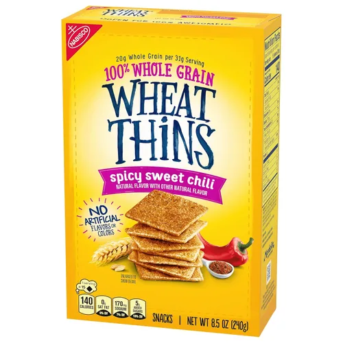 Vista 10 de Wheat Thins Snacks picantes de chile dulce, galletas de trigo integral, galletas de aperitivos, 8.5 onzas