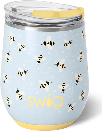 Vista 6 de Swig Life Vaso de vino de 12 onzas con tapa, acero inoxidable, apto para lavavajillas, portátil, triple aislamiento (todos los americanos)