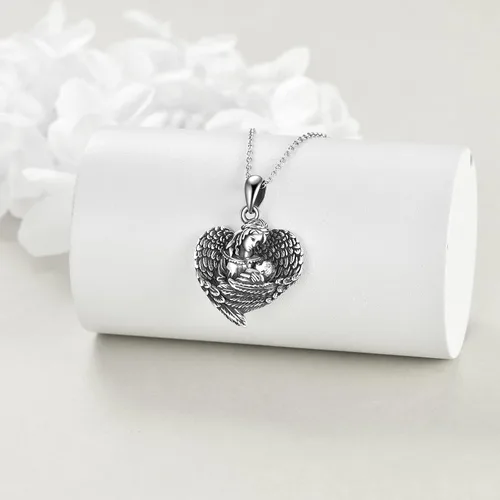 Vista 4 de YAFEINI Mother Child Necklace 925 Sterling Silver Mother's Day Gift Mother Necklace I Love You Mom