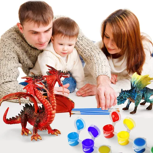 Vista 2 de Ferthor Fun Dragon Toys Kit de pintura de dragón, juego de manualidades para niños con juguete educativo de 13 colores para pintar tu propio regalo
