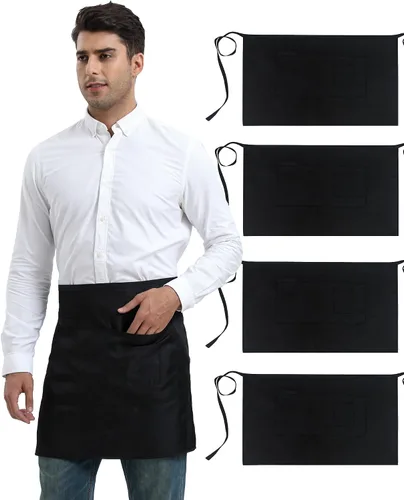 Vista 8 de Xeoxarel Delantal unisex con 4 bolsillos, para mujer y hombre, 27 x 18 pulgadas