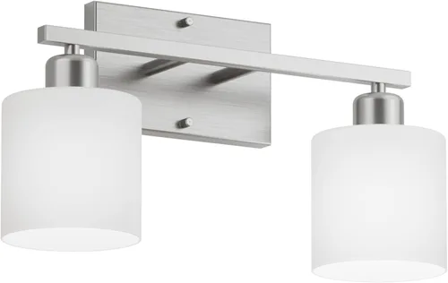 Vista 9 de Lámpara de tocador de baño sobre espejo con níquel cepillado, modernos apliques de pared de 2 luces para dormitorio, sala de estar, decoración