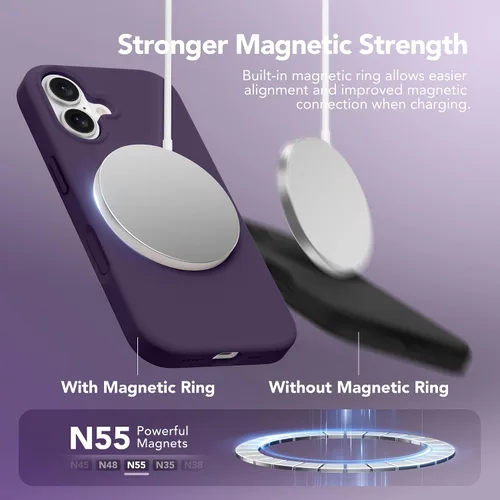 Vista 2 de GONEZ Funda magnética para iPhone 16, compatible con MagSafe, [protector de pantalla + protector de lente de cámara], funda protectora de silicona