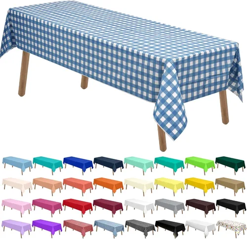 Vista 30 de Manteles de Plástico Azul Claro Paquete de 2 Cubiertas de Mesa Desechables 54 x 108 Pulgadas Manteles para Baby Shower Fiesta PEVA Manteles Azul